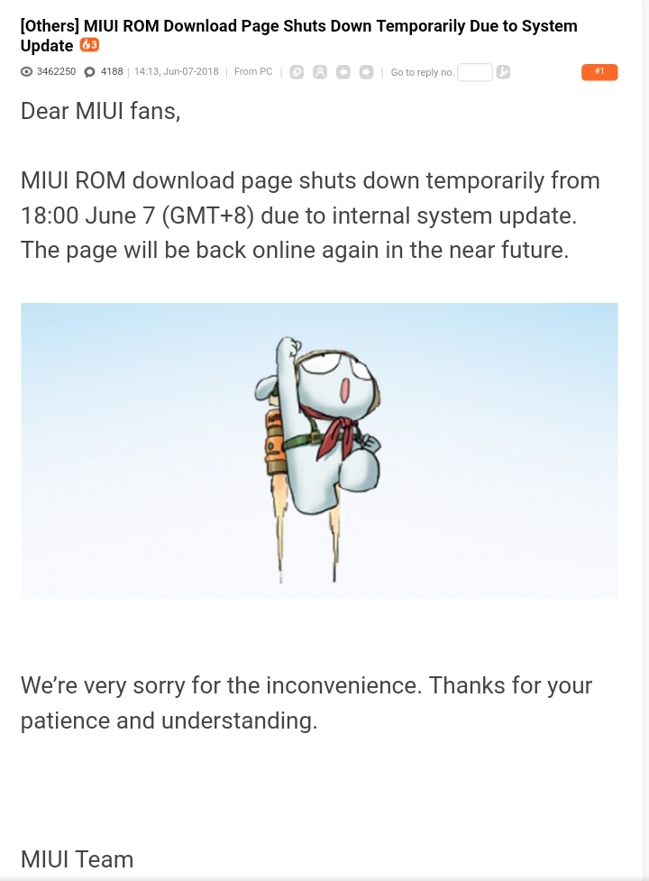 official miui rom download page offline for more than a fortnight
