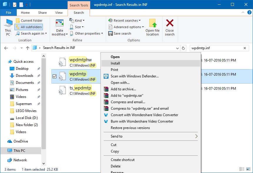 fix mtp driver installation error