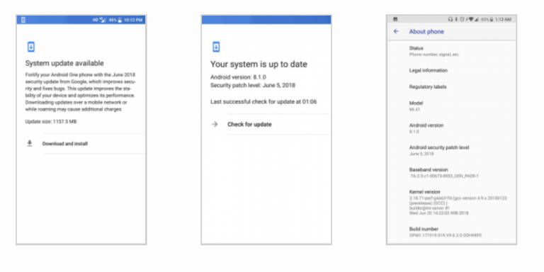 xiaomi mi a1 update