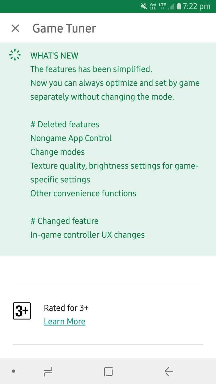 latest samsung game tuner app update takes out certain features