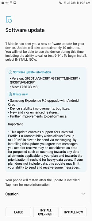 t-mobile galaxy s7/s7 edge oreo update