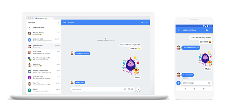 google now allows you to use android messages service through web