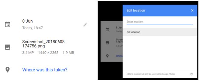 google photos update now allows a user to edit location info of the images