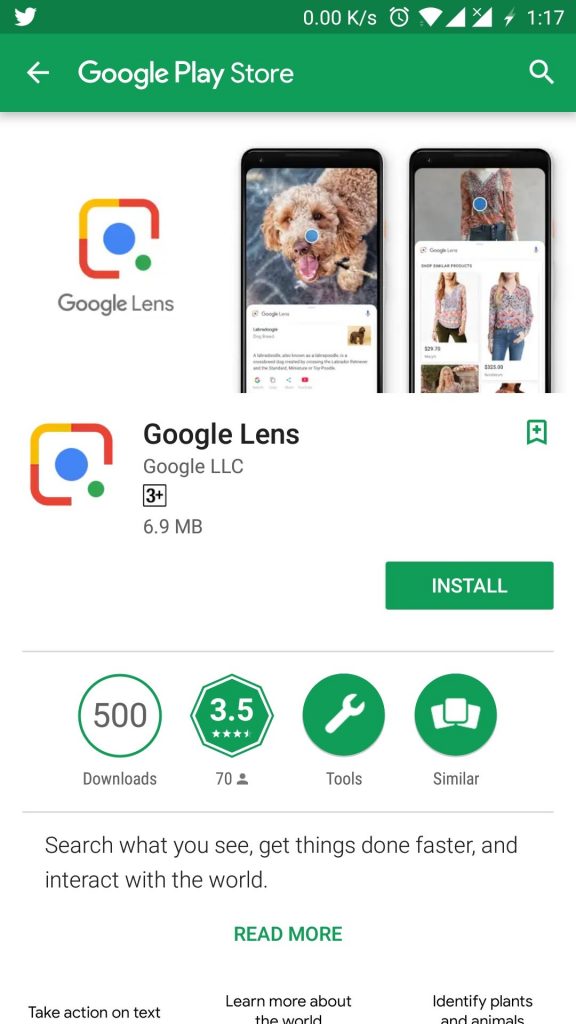 google lens app now available on the play store