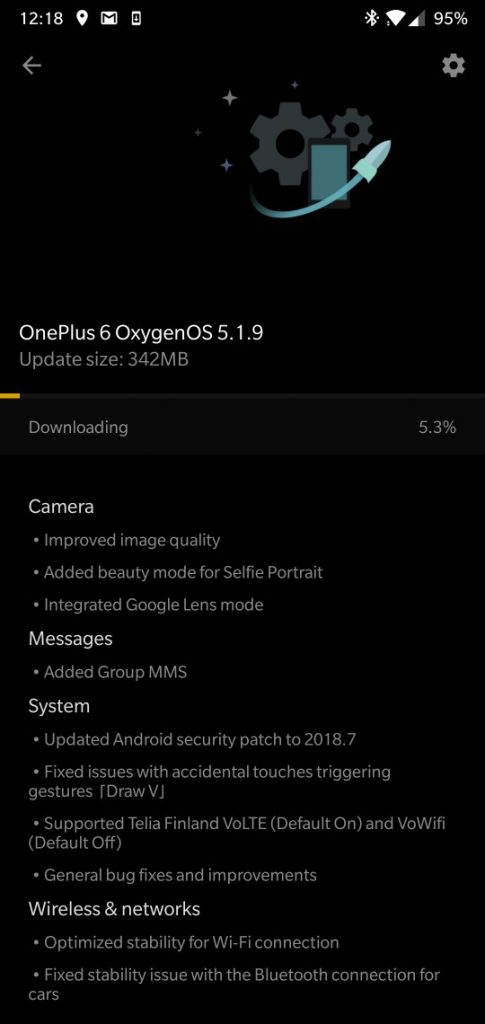 oneplus rolling oxygenos 5.1.9 for oneplus 6