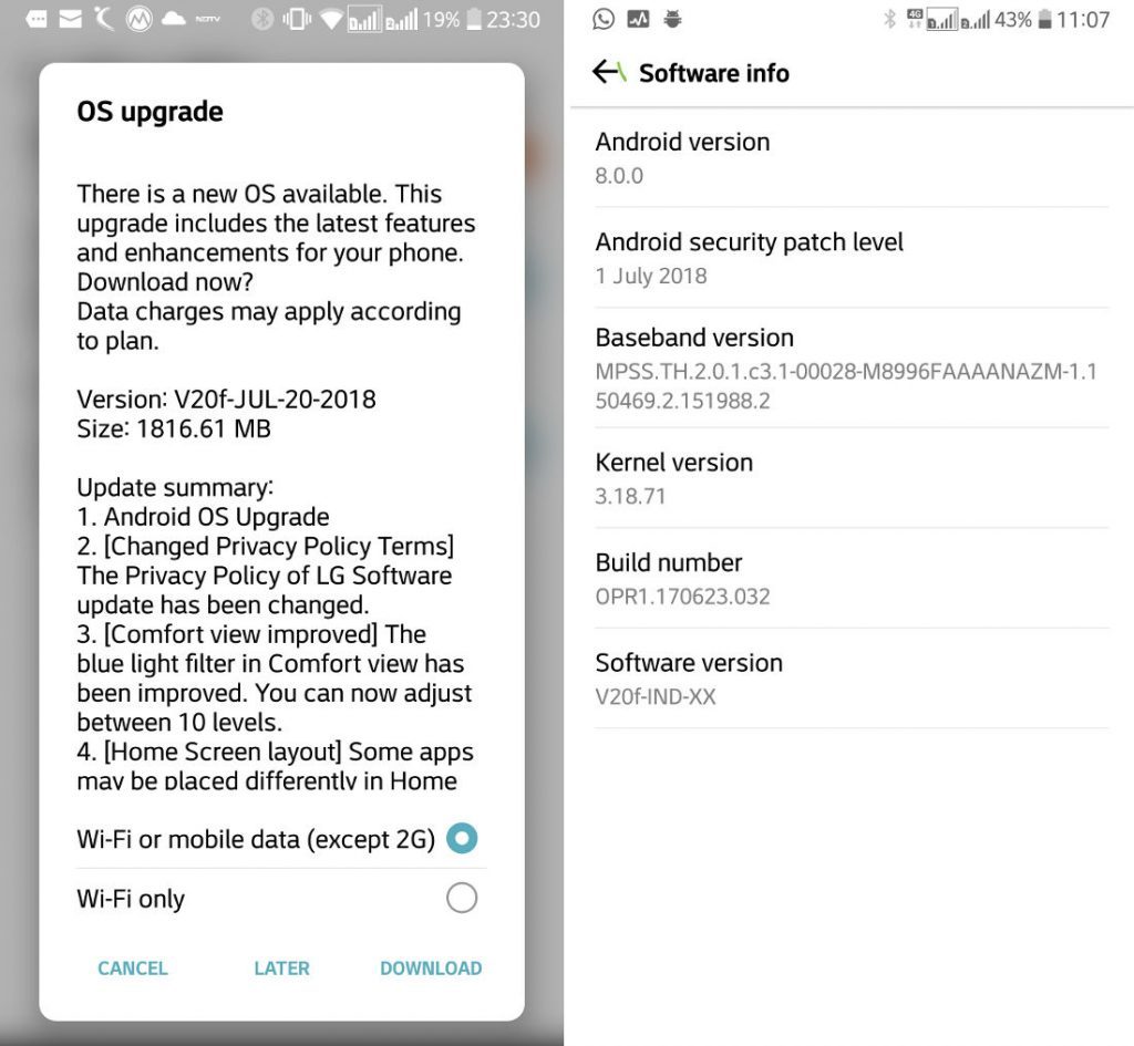 lg releases android oreo update for lg g6 indian variant