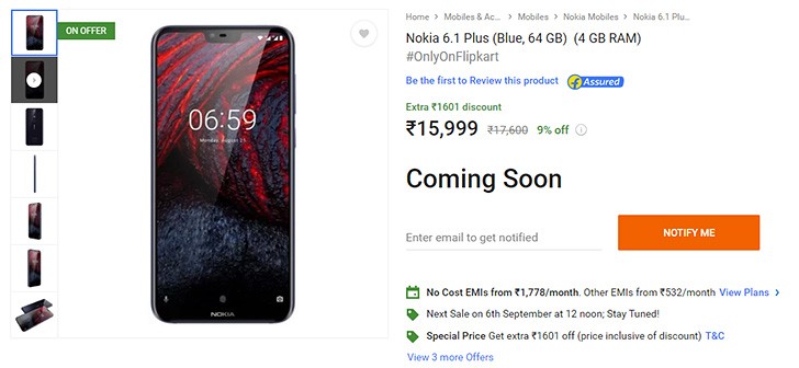 nokia 6.1 plus sales