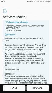 samsung galaxy c9 pro receiving android oreo update in india