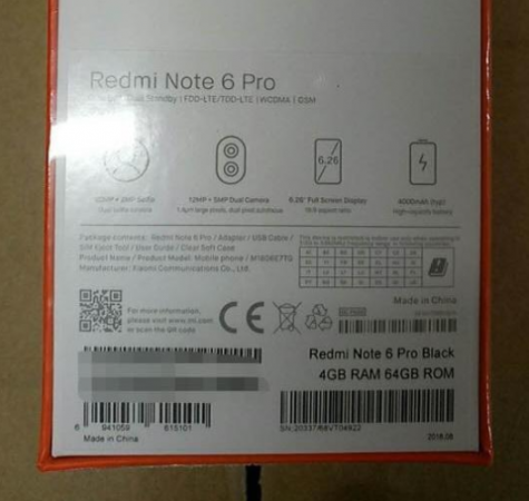xiaomi redmi note 6 pro live image and its box leaks online 1 xiaomi redmi note 6 pro leaks