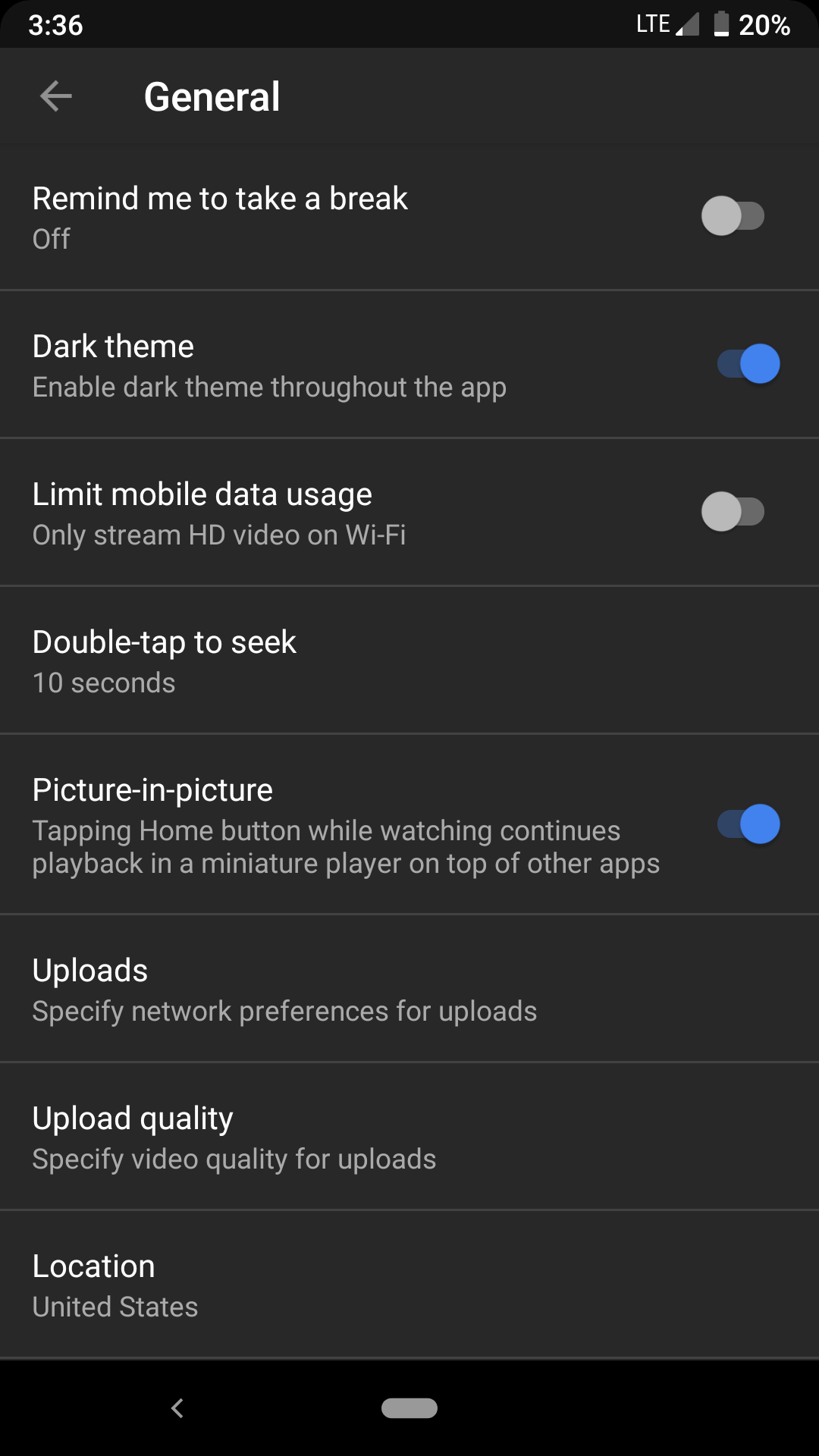 yotutube app dark mode