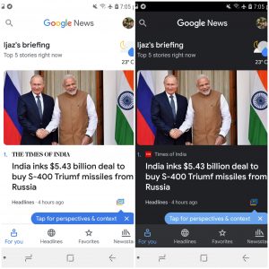 google news 5.5 brings dark theme support