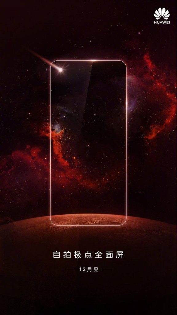 huawei teases smartphone with in-display camera hole