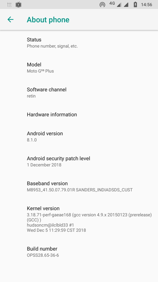 moto g5s-plus december 2018 security patch