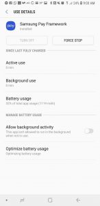 latest samsung pay framework 3.0.31 should fix battery drain issue
