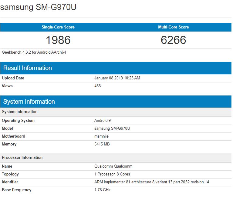 galaxy s10 geekbench