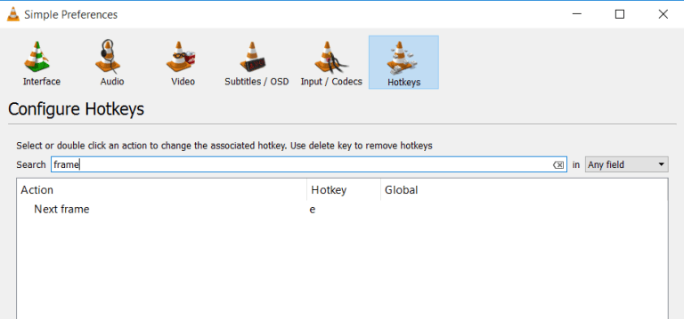 assign new hotkey in vlc