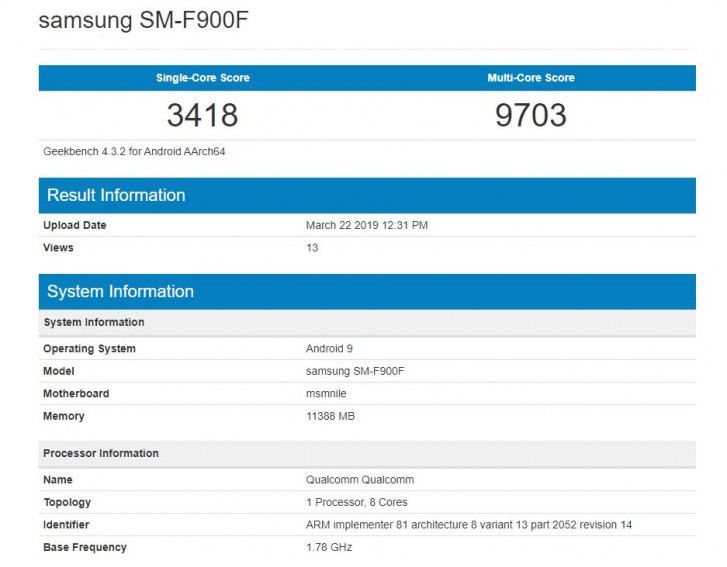 samsung galaxy fold considerably scored on geekbench