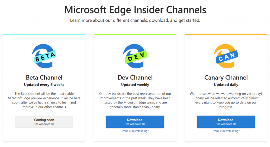 chromium-based edge browser maiden builds released by microsoft