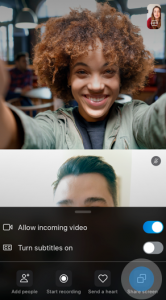 how to share screen on skype for android?