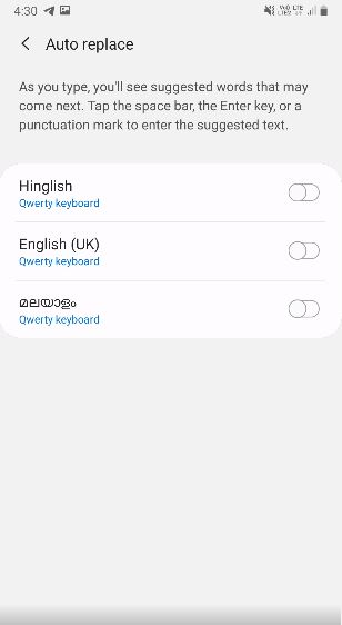 how to disable auto replace in galaxy s10