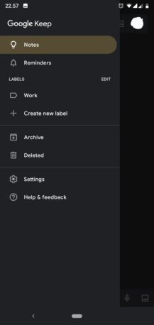 google keep dark mode