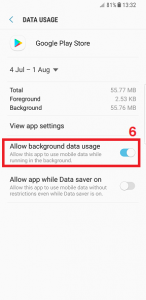 how to turn galaxy s10 background data on or off