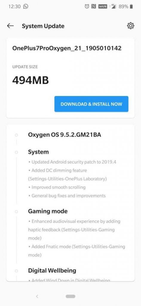 oneplus 7 pro receives maiden update with dc diming and april security patch