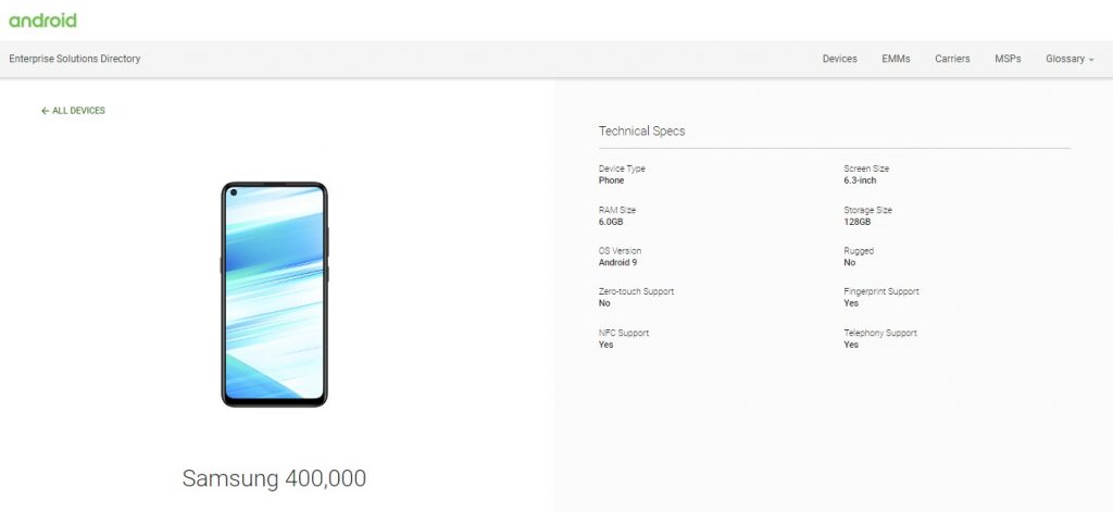 samsung galaxy m40 listed on android enterprise recommended program ahead of launch