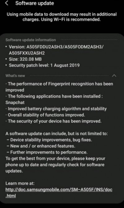 galaxy a50 update