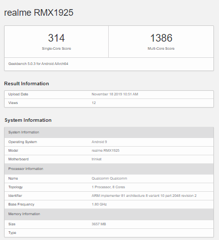 realme 5s geekbench