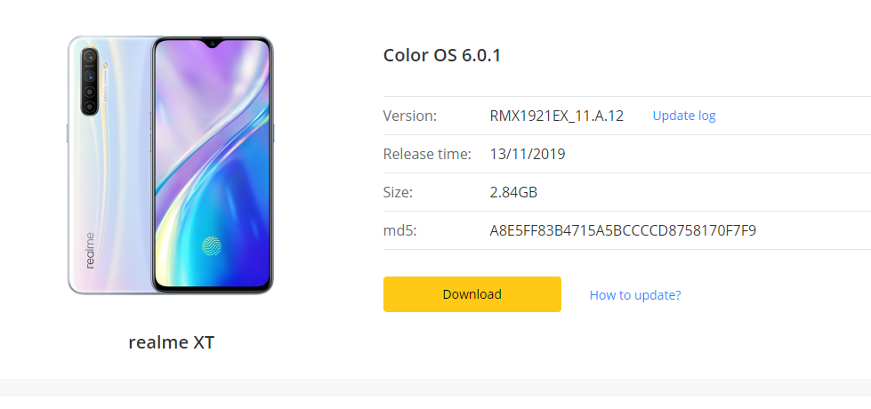 realme xt coloros 6.0.1 update