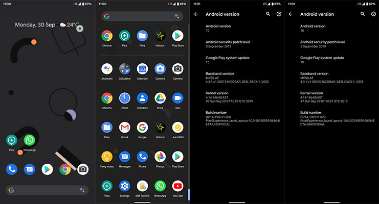 screenshots of pixelexperience rom for xiaomi mi a3