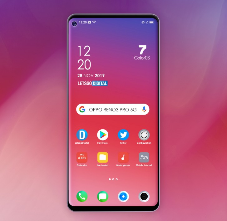 oppo reno3 pro 5g front look appears via a new render