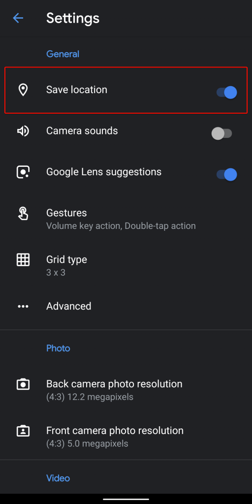 add location google photos camera app 03