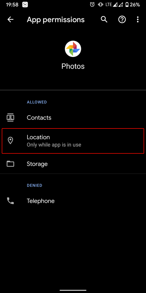 add location google photos location permission 05