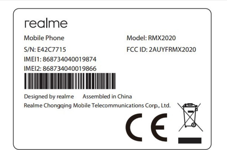 realme c3 with model number rmx2020 passes through fcc