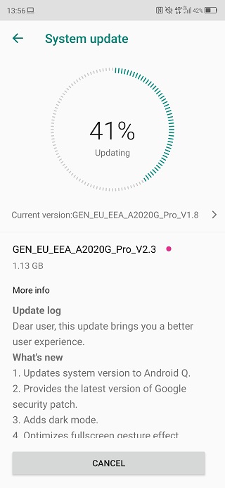 zte axon 10 pro android 10 update