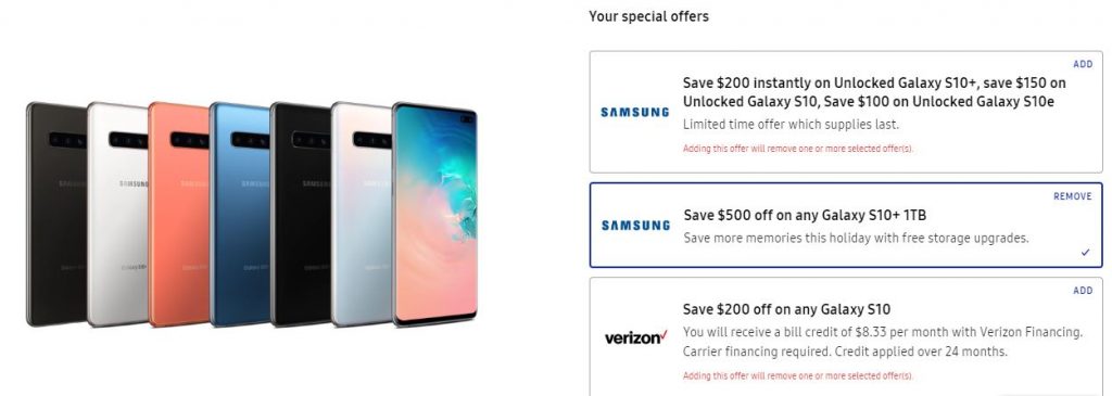 galaxy s10 plus $500 discount