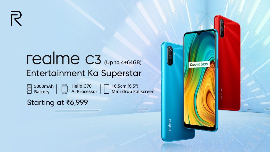 realme c3 launched in india with helio g70 soc, realme ui