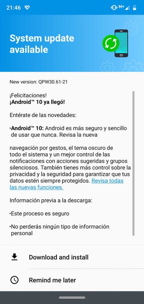 motorola g7 plus android 10 update
