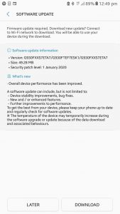 galaxy s7 january 2020 security patch