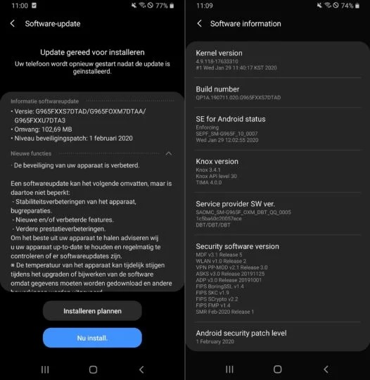 galaxy s9 february 2020 security patch