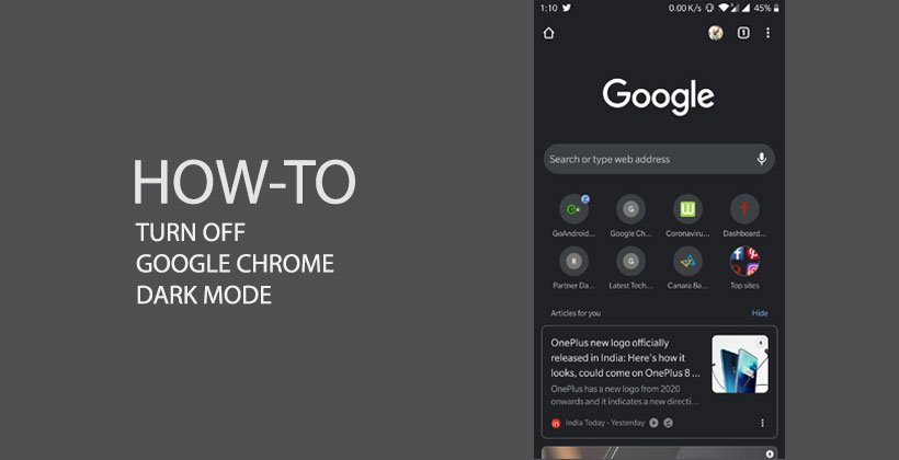 turn off dark mode chrome android