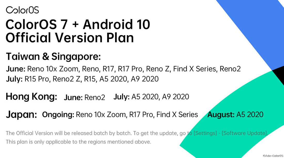 official coloros 7 update plan for singapore, taiwan, hong kong and japan