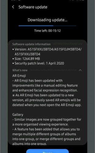 galaxy a51 oneui 2.1 update