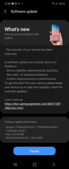 june 2020 security-update-galaxy z flip international