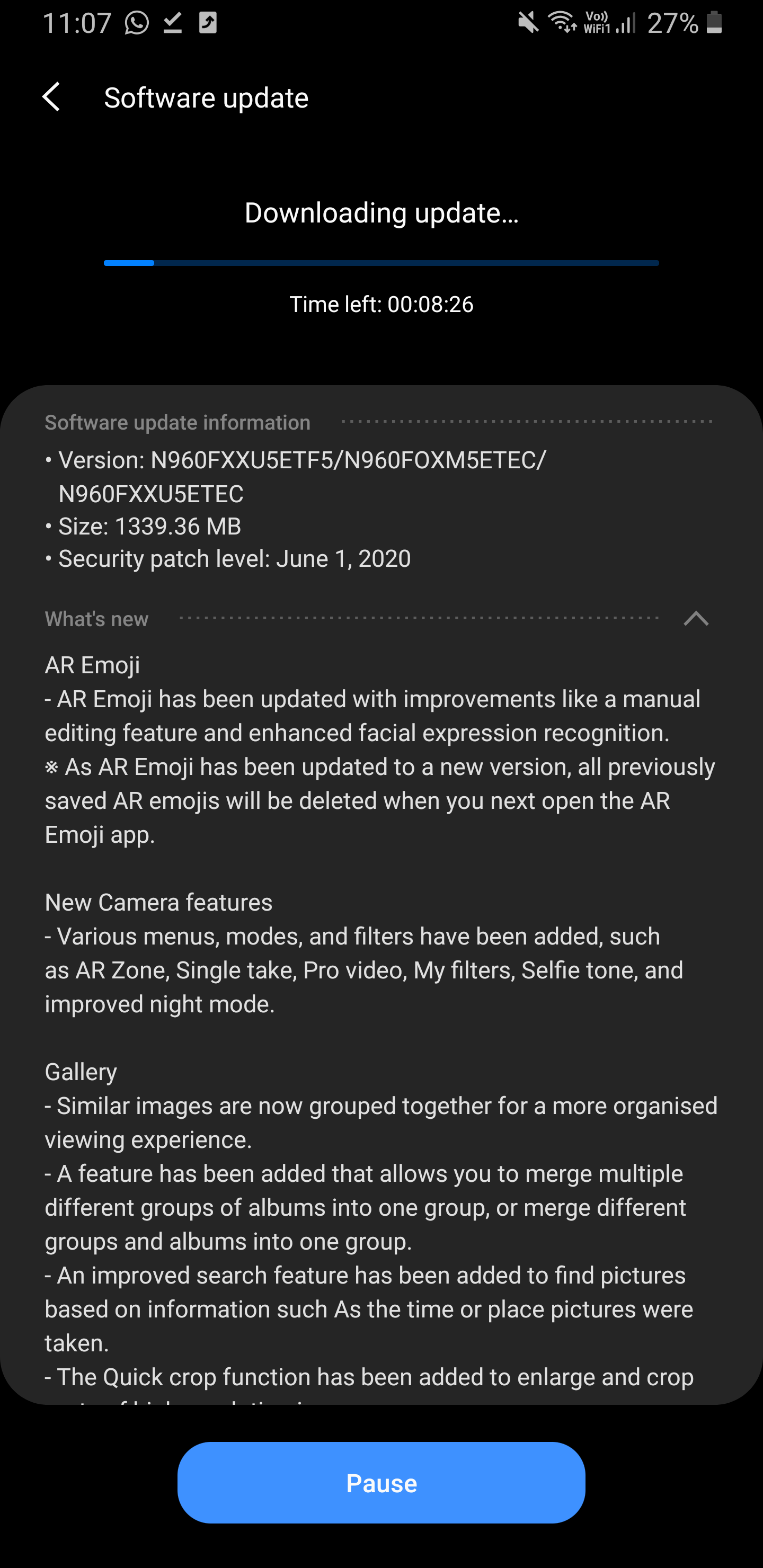 galaxy note 8 one ui 2.1 update india