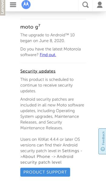 motorola moto g7 finally starts getting android 10 update in india