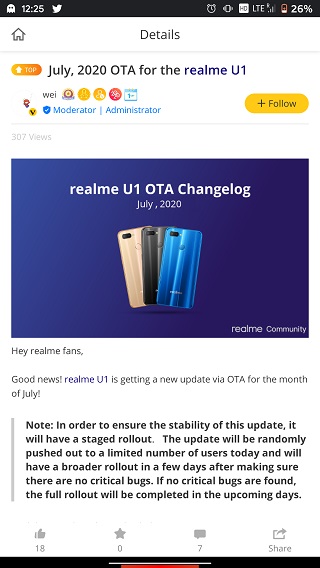 realme 2, c1 and u1 start receiving a new software update with july security patch