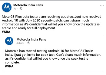 motorola moto g8 plus android 10